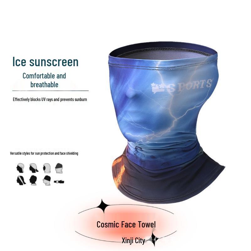 Men's Ice Silk Sun Protection Arm Sleeves & Face Mask for Outdoor Cycling & Sports