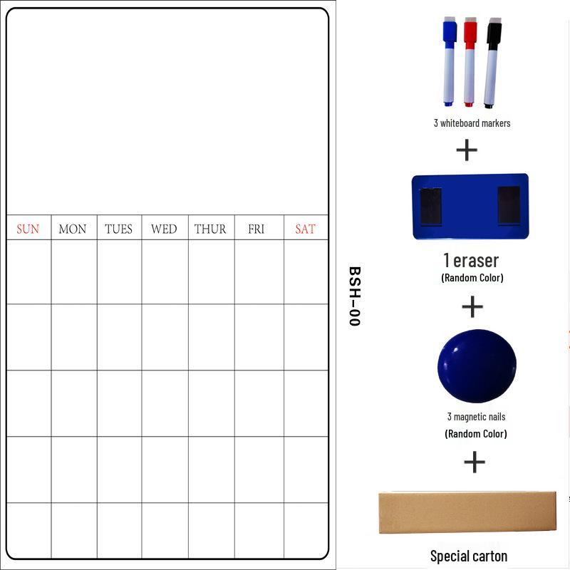 Erasable Magnetic Calendar & Whiteboard Sticker Set for Fridge – Customizable Planner & Message Board