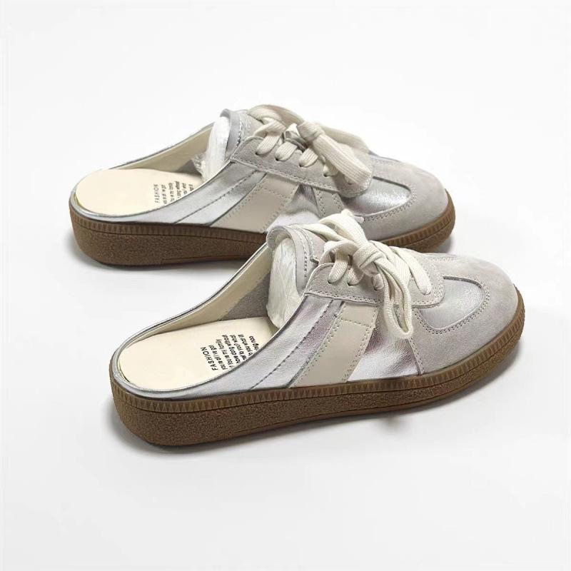 Retro taška hlava poloviční pantofle dámské 2024 letní nošení jeden pedál líné bez paty německé tréninkové boty ploché cool pantofle