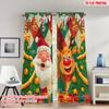 2pcs 2D Flat Printing Christmas Curtains Christmas Santa Reindeer Trees Digital Printed Polyester Drapes Holiday Decorations Use