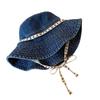 Summer outing hat women's letter strap bucket hat versatile retro basin hat sunshade denim mountaineering hat
