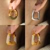 Light Luxury Personality Fashion Design High Sense Earrings Gold Plated Titanium Steel Geometric Zircon Inlaid Earrings