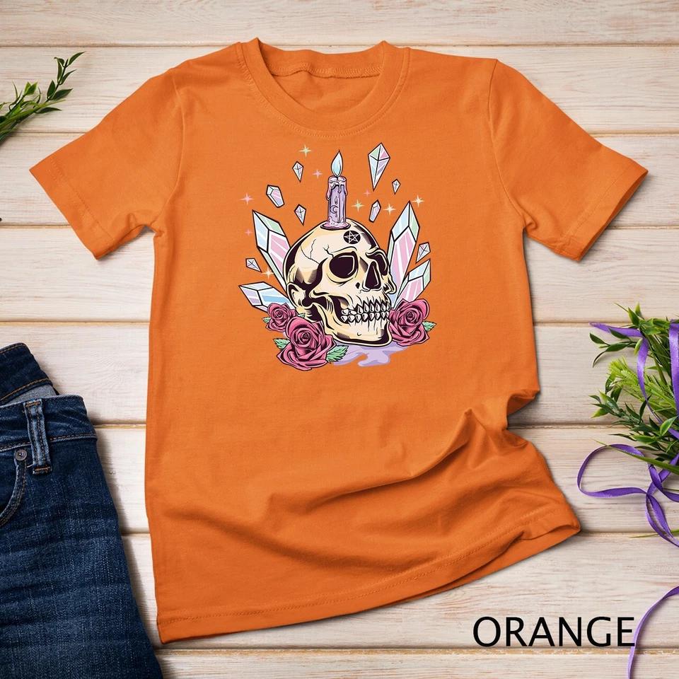 Pastel Goth Cute Creepy Skull Wiccan Kawaii Menhera Witchy Unisex T-shirt 5 L