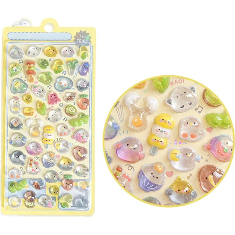 Kawaii Cartoon Animal 3D Relief Cute Stickers Children And Girls Decorative Sticker Birthday Gifts Creative Peripheral