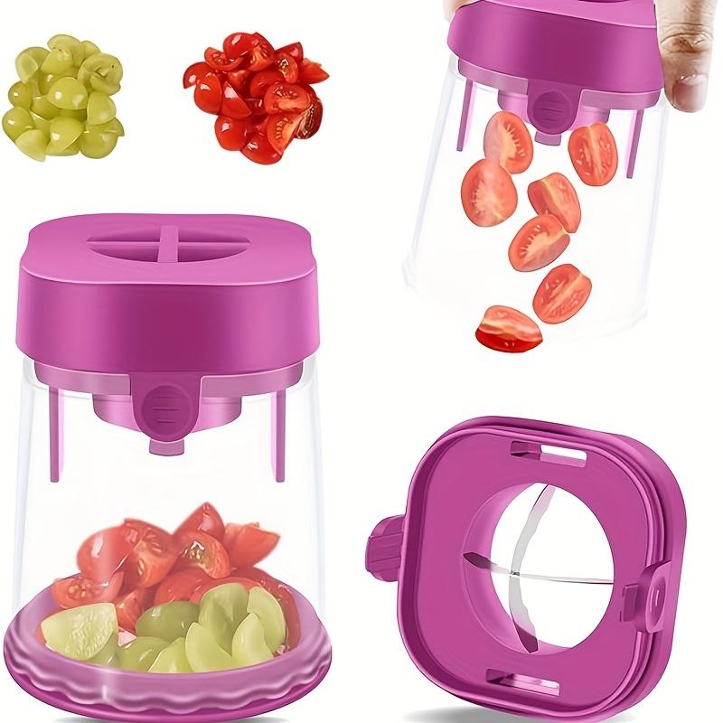 Stainless Steel Manual Fruit Slicer with Detachable Stainless Steel Blades , Ideal for Strawberries, Grapes, Tomatoes, Onions, Mushrooms, and More