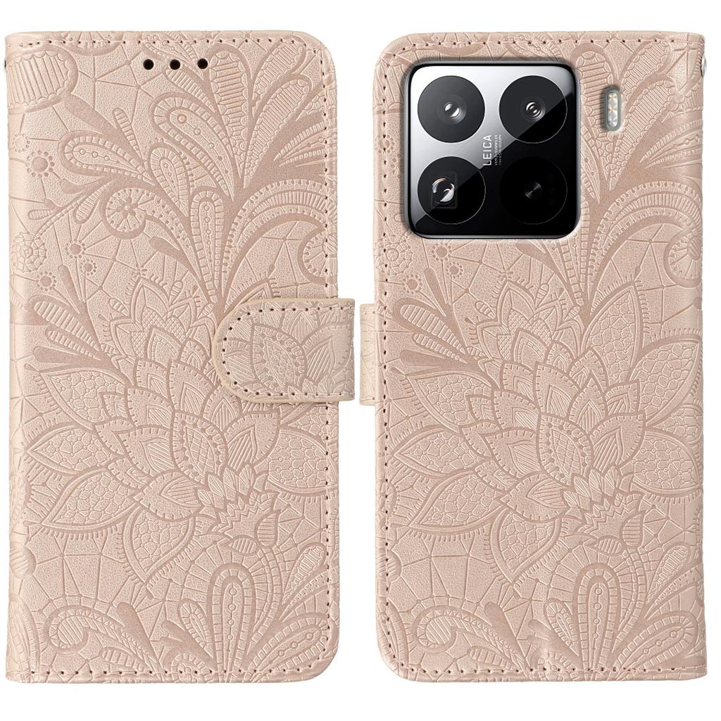 For Xiaomi 15 Pro Case Lace Flowers PU Leather Flip Wallet Phone Cover