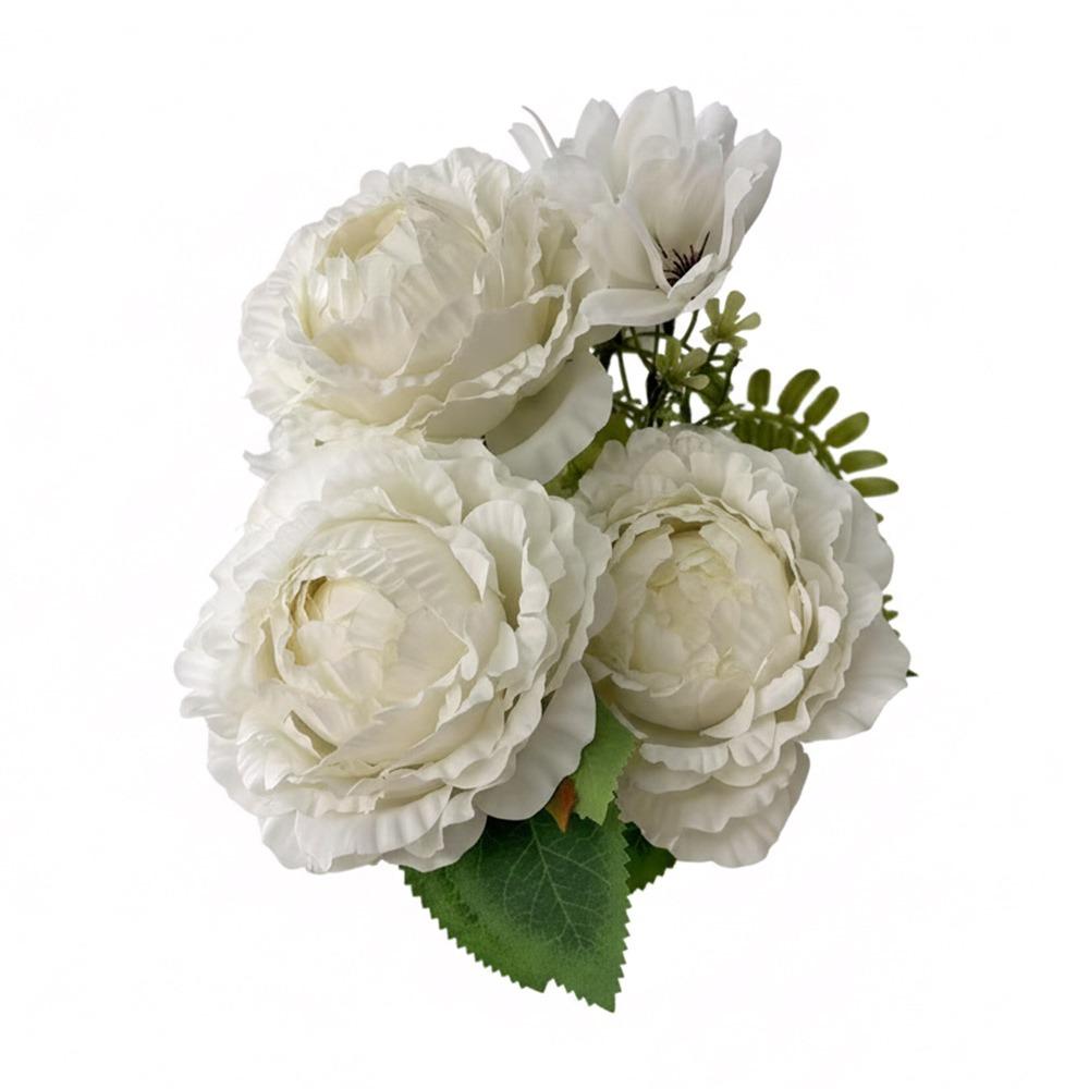

Multicolor Peony Artificial Flower Daisy Flower Silk Petals Simulation Flower Bouquet Green Leaves Floral Arrangement белый