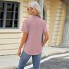 Women's Spring and Summer New, V-neck Jacquard, Loose Tops, Lapel Swallowtail, Short Sleeve T-shirt