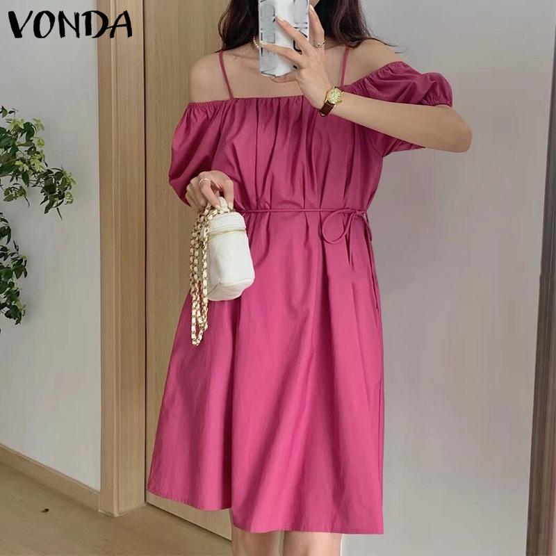 

Летнее платье VONDA с ​​пышными рукавами и бретелями