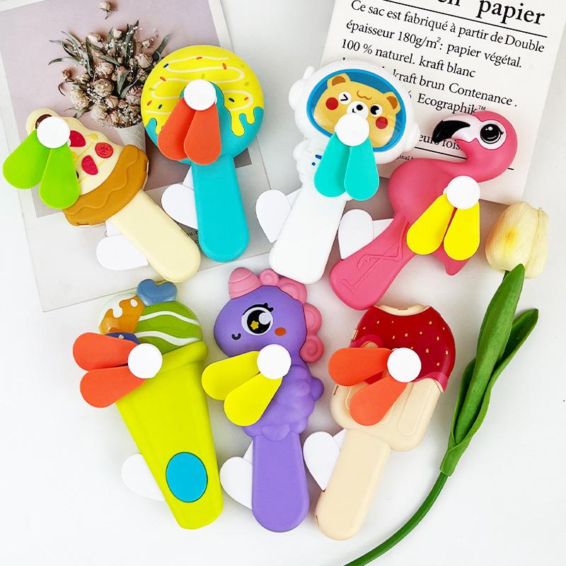 Cute Donut Manual Hand Press Fan No Battery Required Mini Cooling Toy for Kids Theme Party Giveaway Gifts