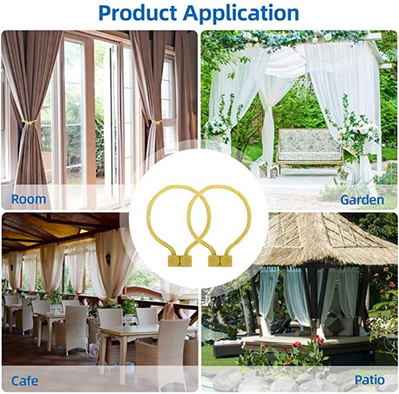 Set di 4 fermatende magnetici, fibbia magnetica intrecciata per tende, ideale per decorare casa