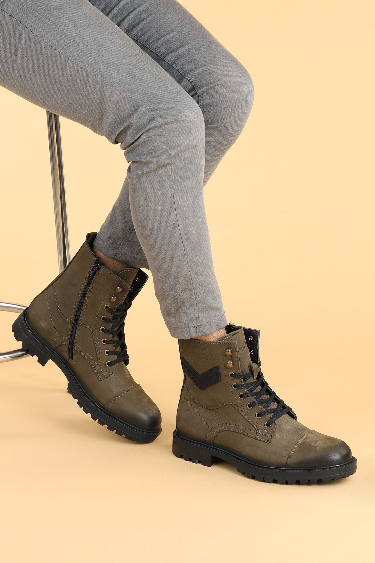 

Мужские модные ботинки на плоской подошве из натуральной кожи, повседневные кожаные ботинки из нубука, обувь M 40