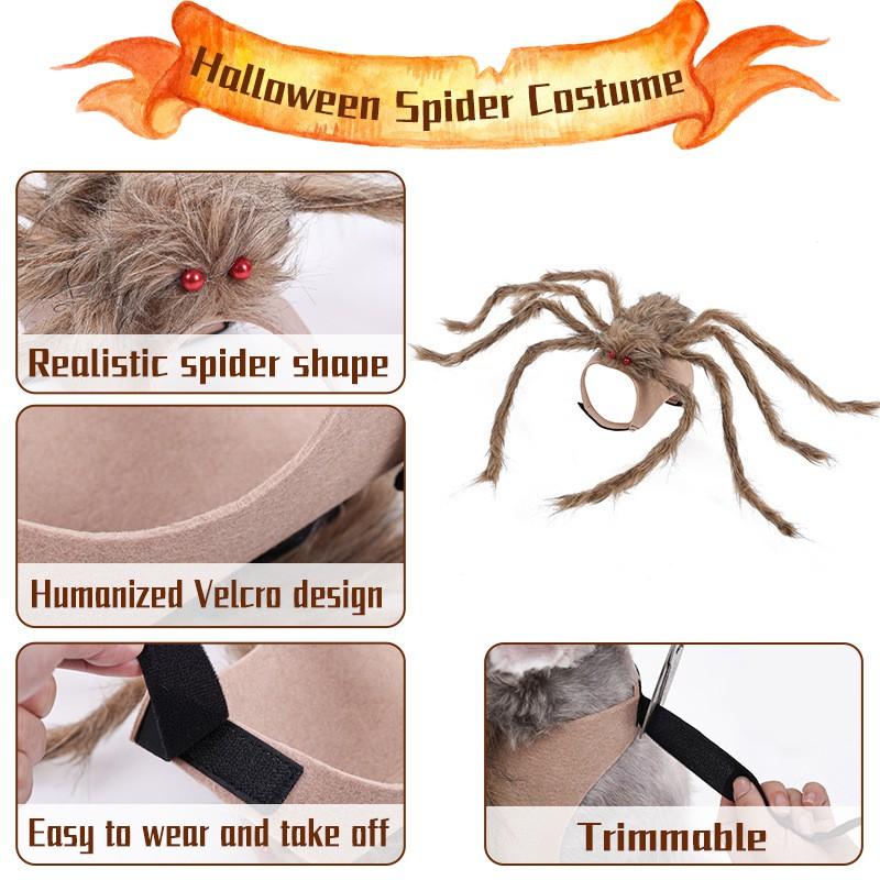 Halloween Pet Costume Spider Transformation Outfit Dogs Cats Universal Size S M L Gray Brown Black Purple