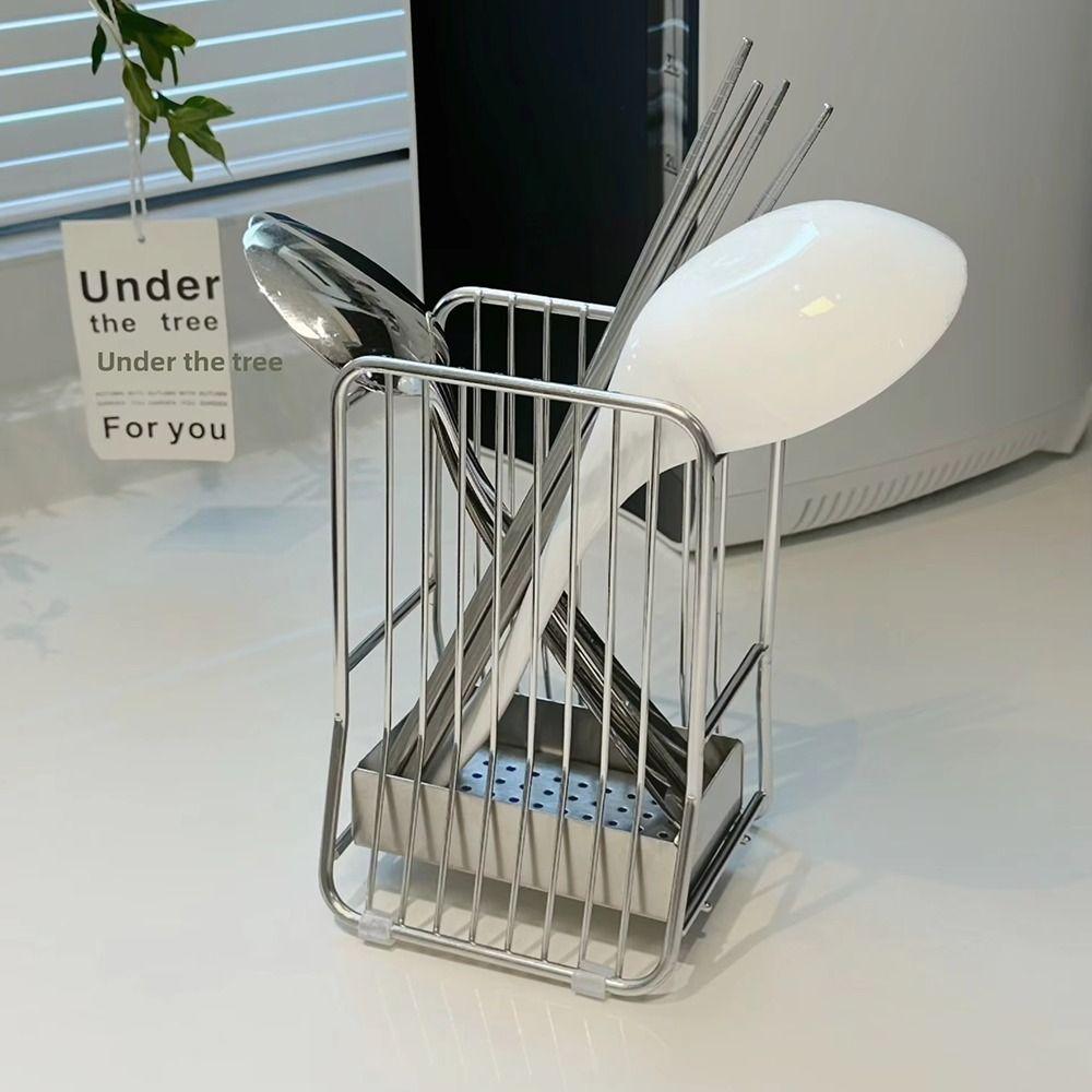 Large Capacity Stainless Steel Chopstick Bucket Moisture-proof Chopstick Draining Rack  Kitchen Use