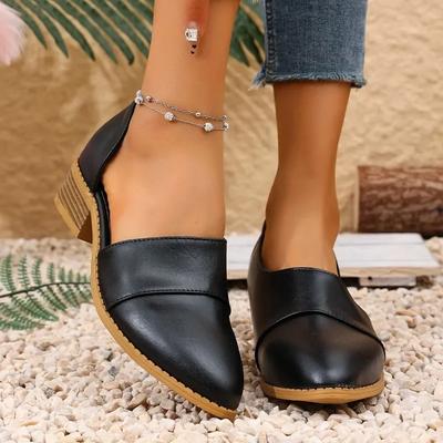 2025 Sommer Neue Mode Leder Damen Schuhe Lässig Große Größe 43 Spitzschuh Dicke Ferse Schuhe Plateauabsätze Zapatos De Mujer