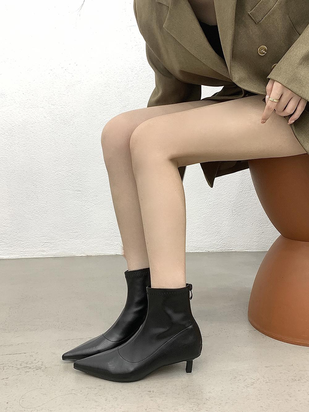 

мода Жіночі черевики на щиколотці з гострим носком Чорні Коричневі Бежеві Задня блискавка Тонкі Середні підбори Чоботи-шкарпетки Стрейч Чоботи Жіночі Мода Розмір 35-39 7.5 чорний