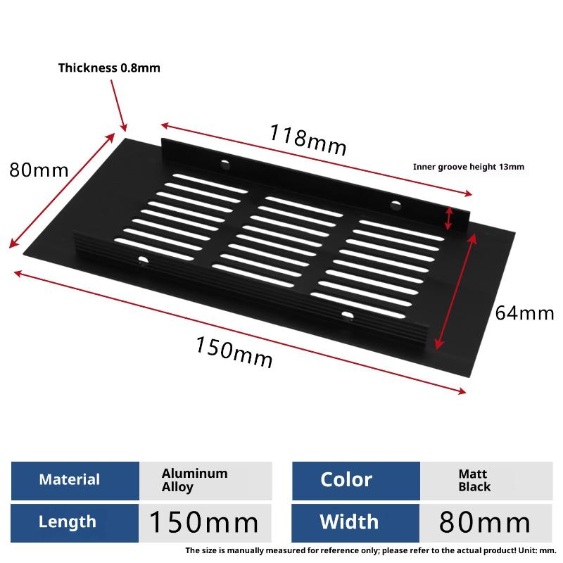 1Pcs Household Air Vent Grille Wall Ventilation Cover Wardrobe Parts 50/60/80mm*150-500mm Aluminum For Cupboard DIY Accessories