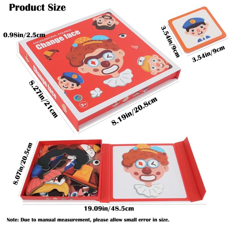 Montessori Magnetic Wooden Puzzle Toys 3D Face Clothing Change Game Educational Early Learning Brain Development for Kids Gift