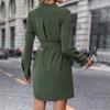 Autumn new women's solid color long-sleeved dress