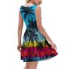 Women's Summer Fashion Casual V-Neck Pleated Stitching Hawaiian Floral Print Sleeveless Pocket Vest Dress