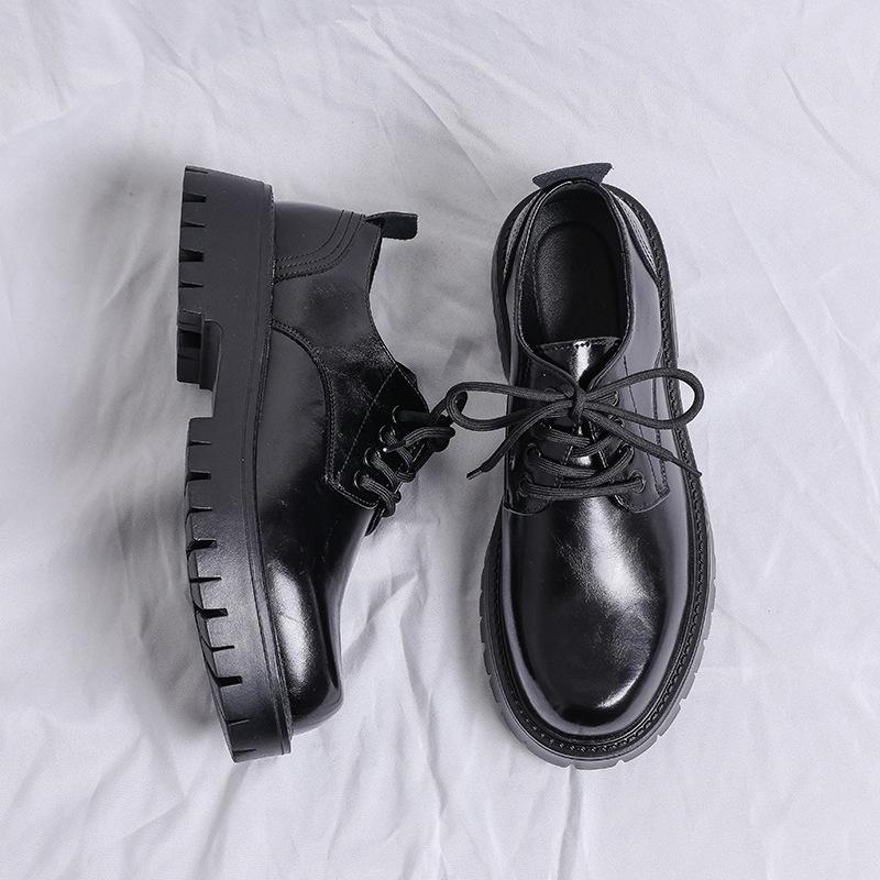 

Очень большие мужские кожаные туфли, увеличивающие рост, 45-49: Толстая подошва, повседневный, формальный и стиль ботинок мартин Size 48 чёрный