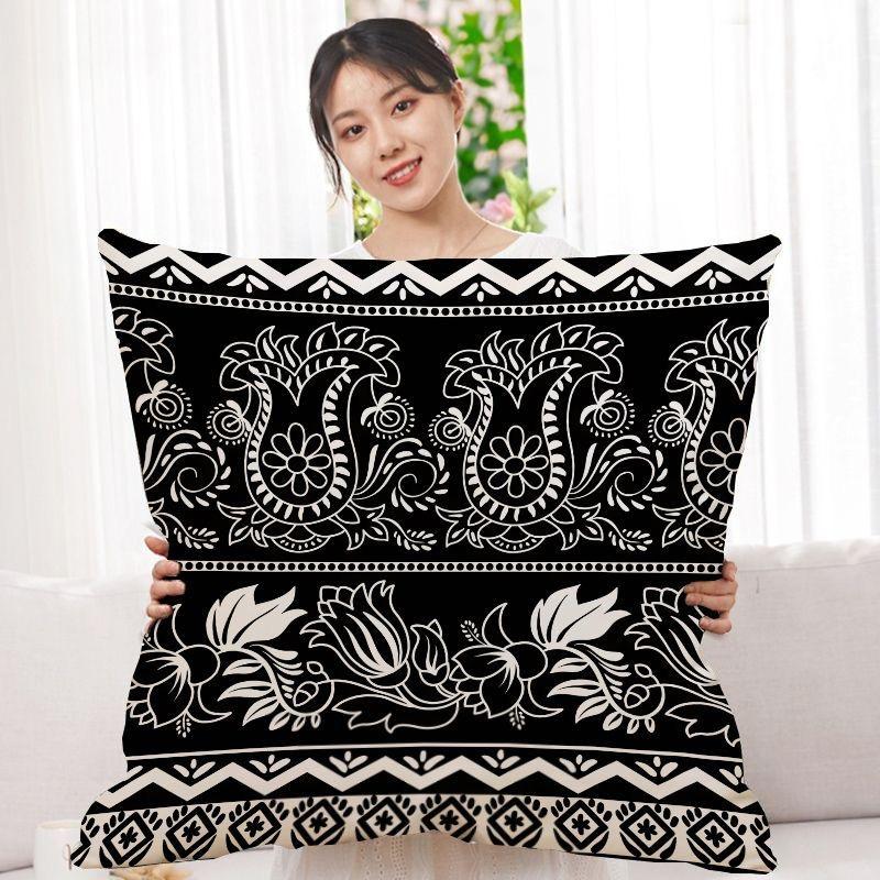 Double-Sided Bohemian Print Ethnic Style Pillow Cover Sofa Living Room Cushion Cover Geometric Pillow Square Pillowcase