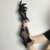 Women Black Summer Uv-Proof Driving Gloves Mesh Fishnet Gloves Lace Mittens Full Finger Girls Lace Fashion Gloves