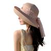 Breathable Flower Fisherman Cap Large Brim Wide Brim Sun Hat Fashion Lace Bowknot Straw Hat  Beach
