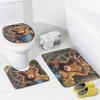 Modern Highland Cow Shower Curtains With Rugs Toilet Lid Cover And Bath Mat For Bathroom,Home Tub Curtains Sets With Rugs Farmho