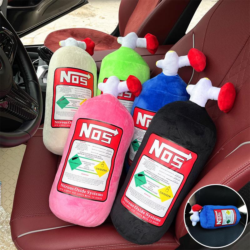 NOS Bottle Style Car Neck Pillow Soft Plush Headrest Neck Support Cushion Creative Auto Seat Decor Accessories
