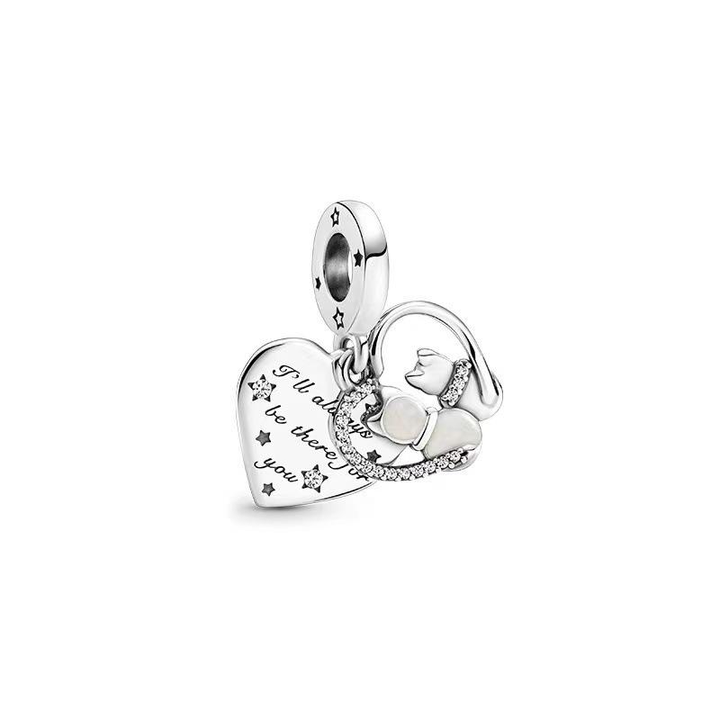

Cat And Love Pendant Bronze Rose Padlock Pendant Double Heart Combination Pendant Beaded Bracelet Accessories