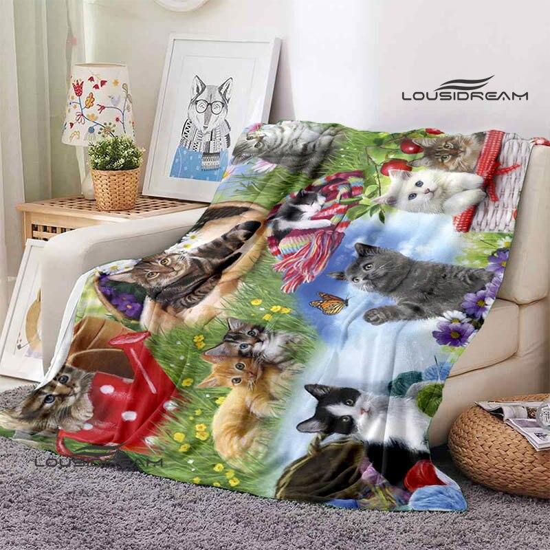 3D-Decke mit Katzendruck, modisch, hält die Decke warm. Flache Zutaten, weich und bequem, Heimreisebettdecke, Geburtstagsgeschenk