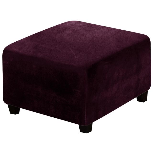 Velvet Fabric Square Ottoman Covers Stretch Footstool Cover Bench Storage Stool Cover Washable Household Furniture Protector Cover Sets 3 Size