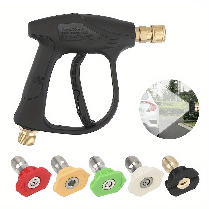 High Pressure Car Wash Gun, 4350PSI, M22-14/M22-15 Threads, 1/4" Quick Connect, 5 Nozzles, Durable Plastic, Battery-Free, Light
