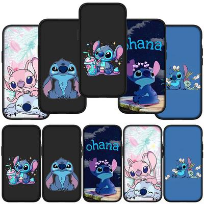 IPhone 16 15 Xiaomi Redmi Note 13 12 11 Pro Max X 9 14 XR Samsung Galaxy A16 S24 S23 Plus Huawei OPPO Siyah Çizgi Roman Mavi Lilo Stitch Telefon Kılıfı