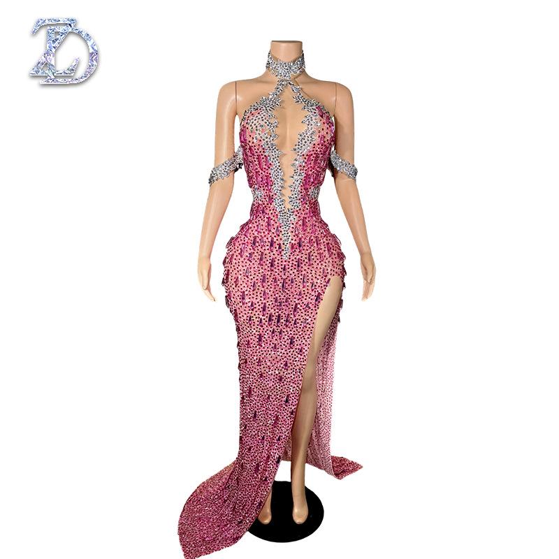 2026 Spring Arrival: Pink Sequin Mermaid Evening Gown for Banquets and Events