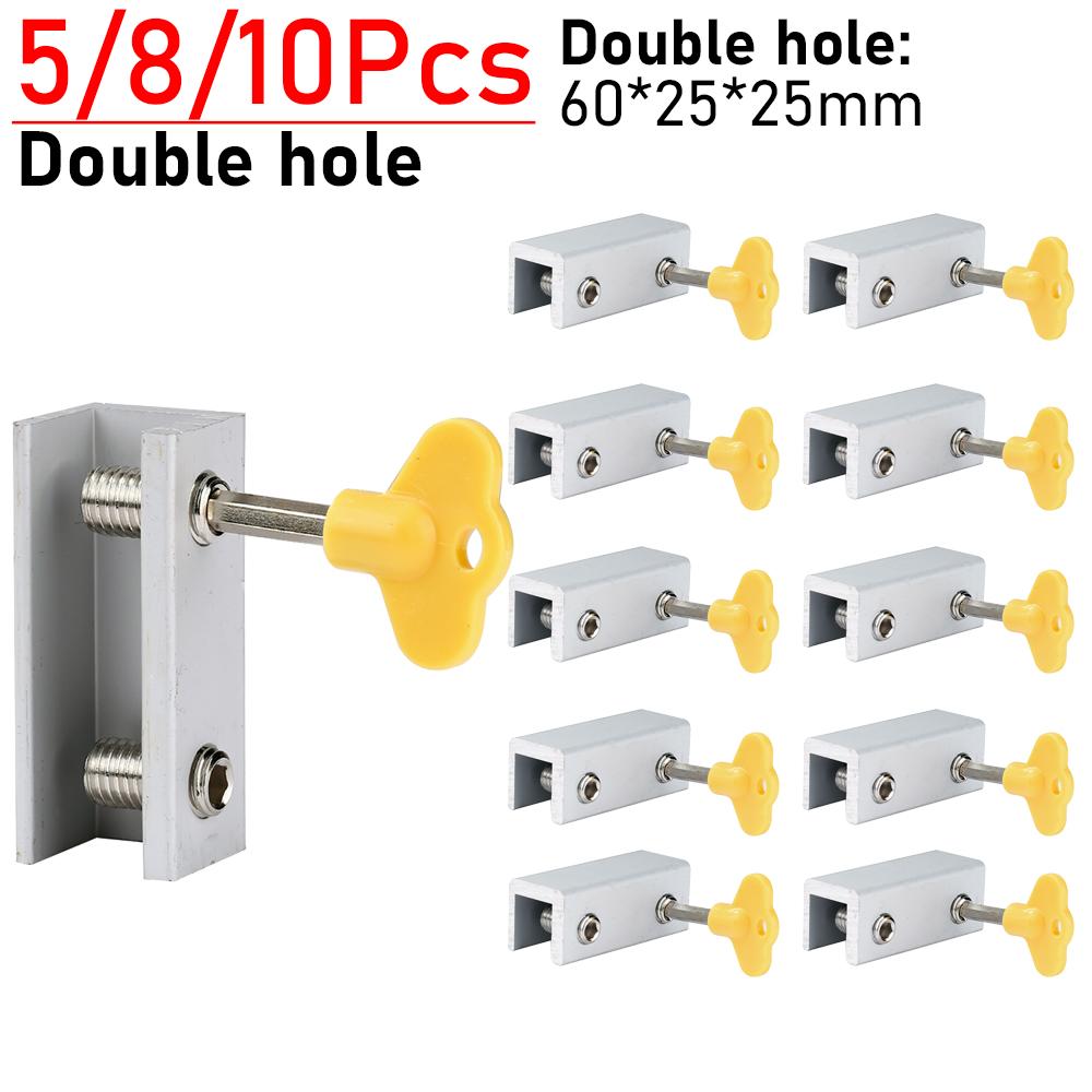 1-10Pcs Window Sliding Door Lock Sliding Sash Stopper Cabinet Locks Straps Doors Security Anti-theft Lock Baby Kids Child Safety