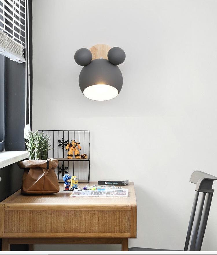 Nordic Mickey Wall Lamp: Cute Macaron Design for Children's Bedroom or Bedside, Ancient Town Lighting Style