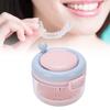 Teeth Retainer Cleaning Box 3 Layer   Cleaning Denture Cup Soaking Holder for Travel Cleaning Pink Blue with Sticker