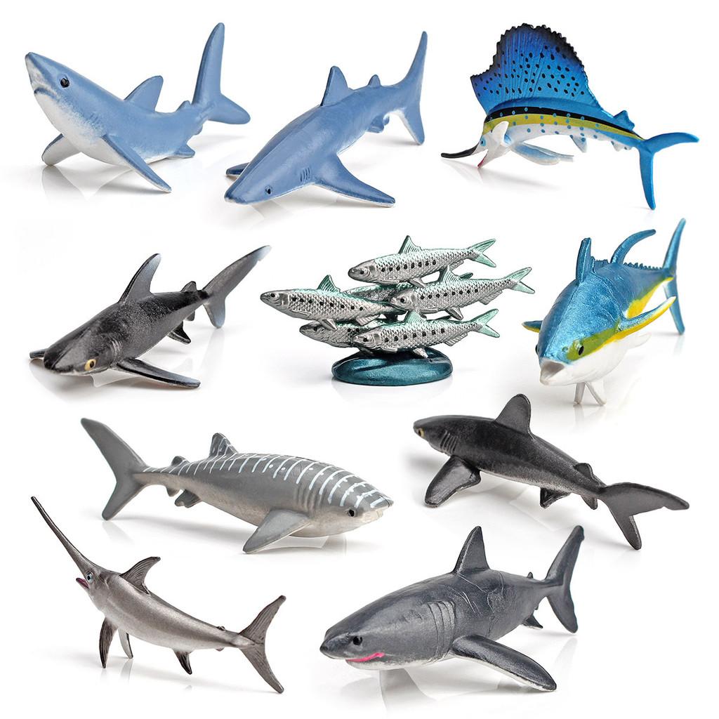 Pvc Mini Ocean Animal Model Set 10 Piece Realistic Collection Including Shark Sardine And Marlin