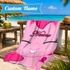 Custom Name Pinkie Unicorn Journal Beach Towel Microfiber Beach Towel, Lightweight and Quick-Dry, for Summer Travel, Swimming Pool Gift