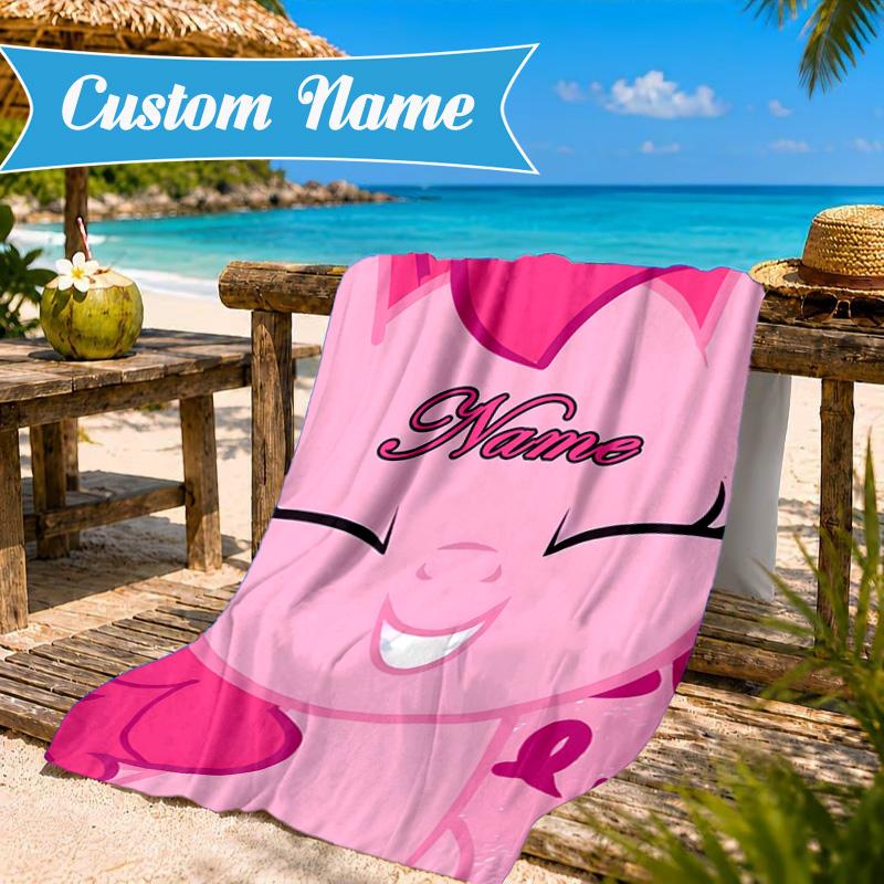 Custom Name Pinkie Unicorn Journal Beach Towel Microfiber Beach Towel, Lightweight and Quick-Dry, for Summer Travel, Swimming Pool Gift