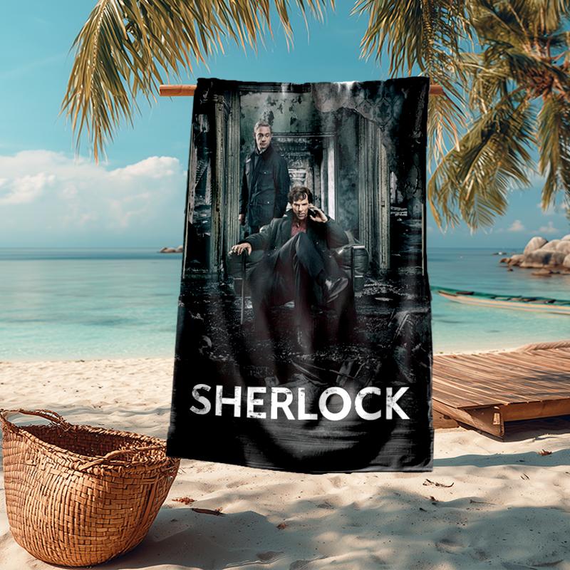 Ultra-Soft Beach Towel with Sherlock Holmes Theme,Ideal for Pool - Camping, Diving - Perfect Travel Essential, Vibrant Beach Towel.