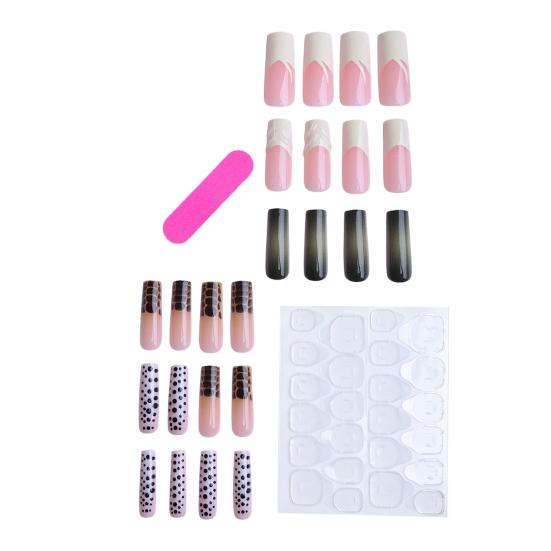 1 Conjunto de Unhas Postiças Femininas com Cola Amêndoa Ponta Francesa Unhas Falsas Adesivas Reutilizáveis Cobertura Total Cola em Unhas Postiças Decoração