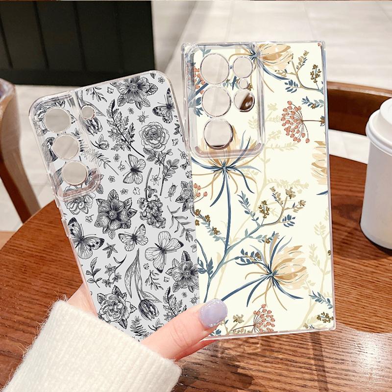 Pastoral Wildflower Case For Samsung Galaxy S26 S25 Ultra S24 S23 S22 Plus S21 FE A54 A55 A16 A26 A36 A56 A17 A27 A37 A57 5G Clear Soft Cover