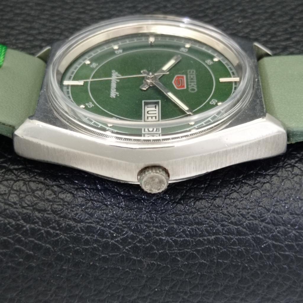 AUTOMATIC VINTAGE SEIKO 5 JAPAN 6309A MENS GREEN COLOR DIAL WATCH A701375-5 R206a-a701375
