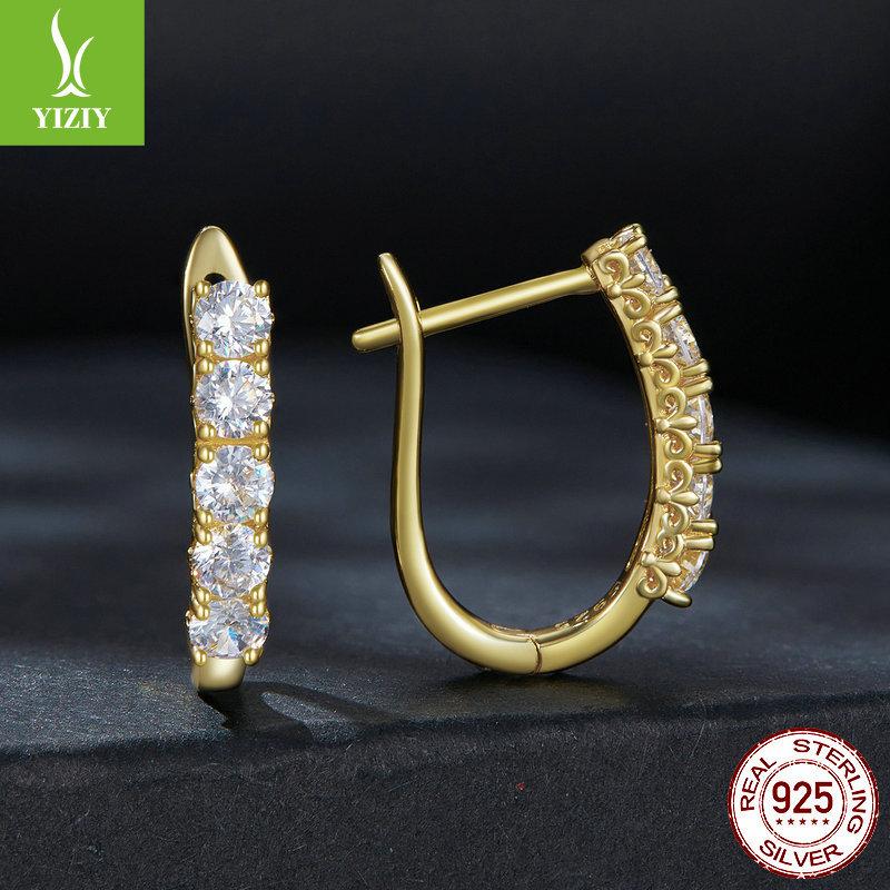 U-Shaped Moissanite Pattern Ear Buckle Women'S, Fashionable Commuter S925 Silver 10-Point Mozzarella Diamond Earrings