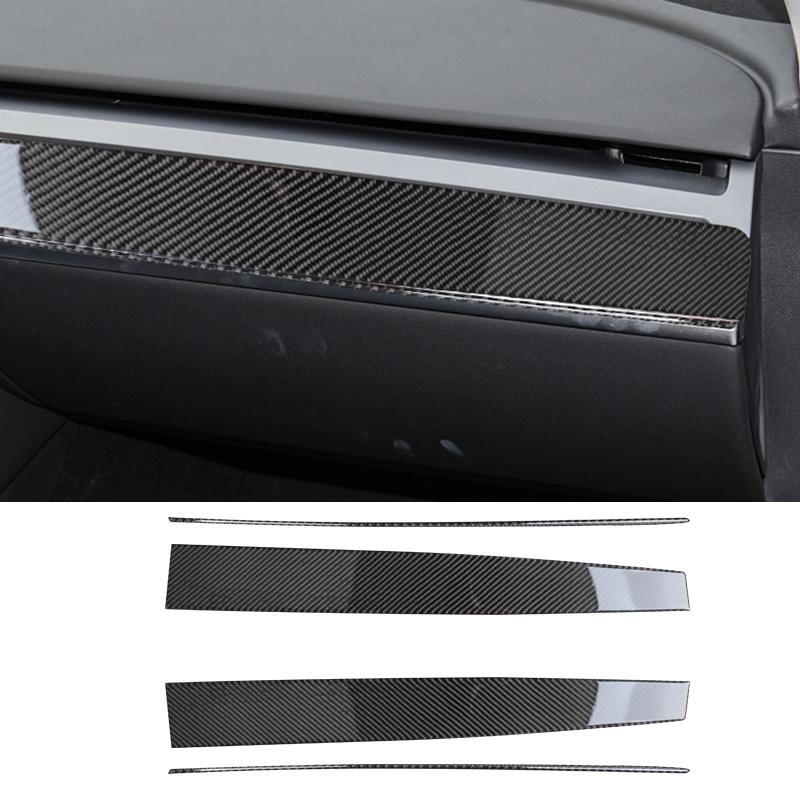 Real Carbon Fiber Car Center Console Dashboard Panel Decoration Sticker For Tesla Model Y Model 3 2017-2022 Car Accessories