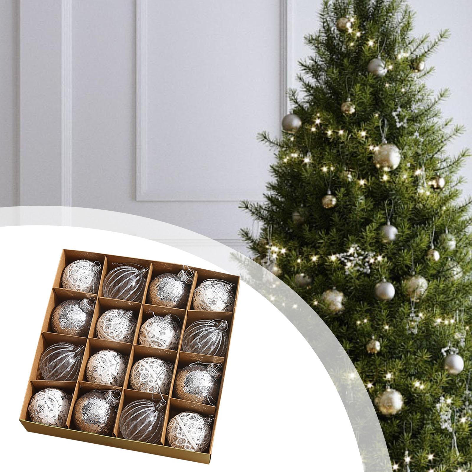 

16 предметів Різдвяна куля Прикраси Шарм Підвіски Декоративні висячі дрібнички Дерево срібний