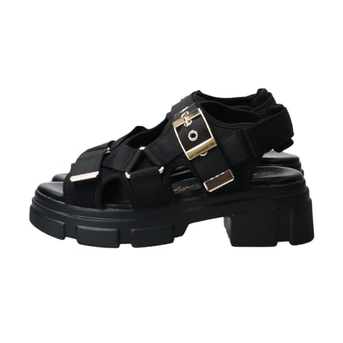 Bridget Birkin Women's Velcro Casual Sports Sandals, Black, Small